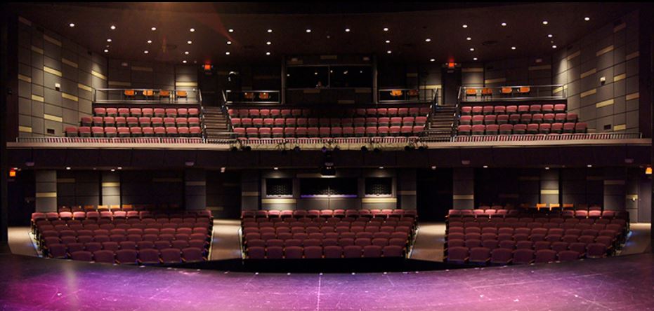 View of theater seats from the stage