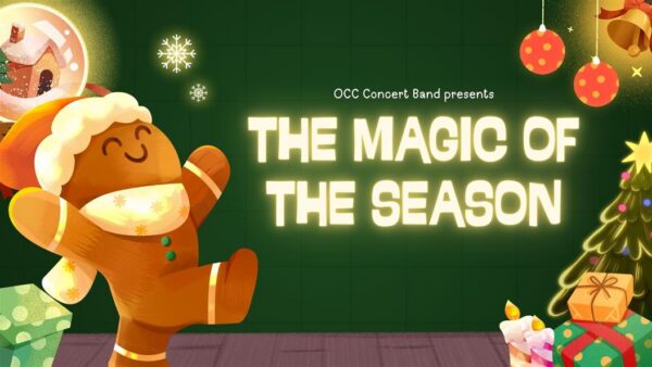 Festive holiday illustration with a gingerbread figure, snow globe, and text reading "THE MAGIC OF THE SEASON."