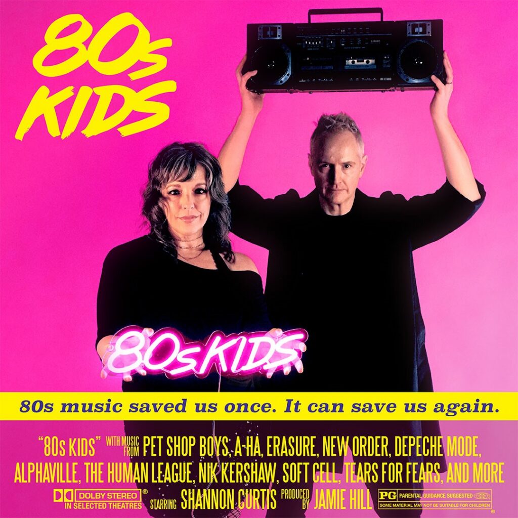 Two people with an 80s theme, one holding a boombox, with "80s KIDS" text for June 2026